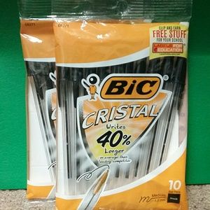 3/$20 Bic Crystal Black Ink Pens Longer Lasting